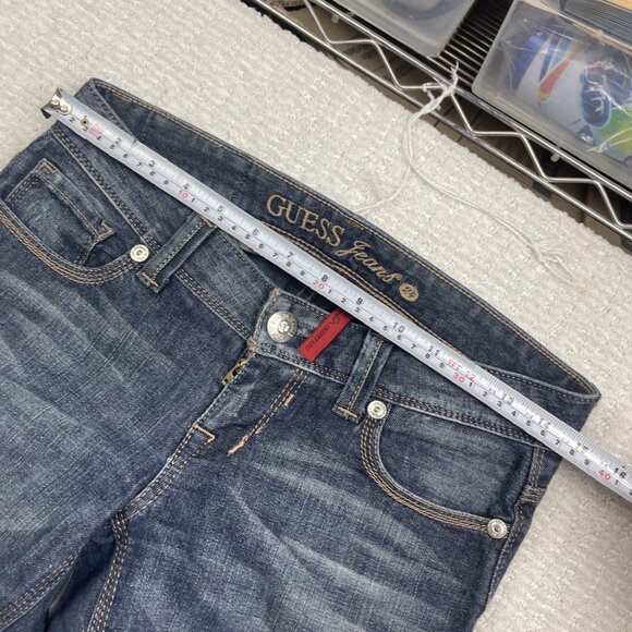 Y2K GUESS Jeans Sz 24 Casual Low Rise STARLET Skinny Leg Dark Blue Denim - Picture 6 of 13
